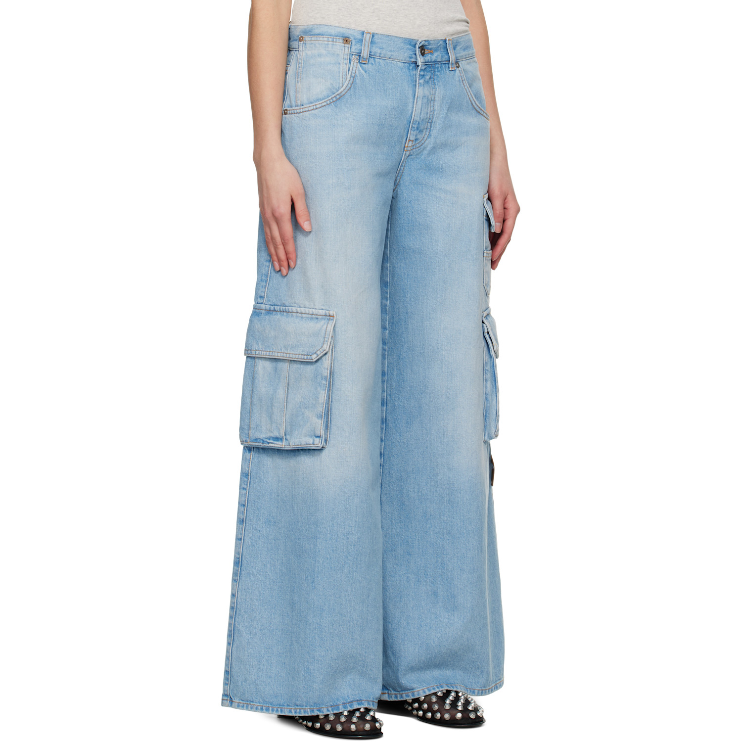  Off-white Blue Wide-leg Denim Jeans 
