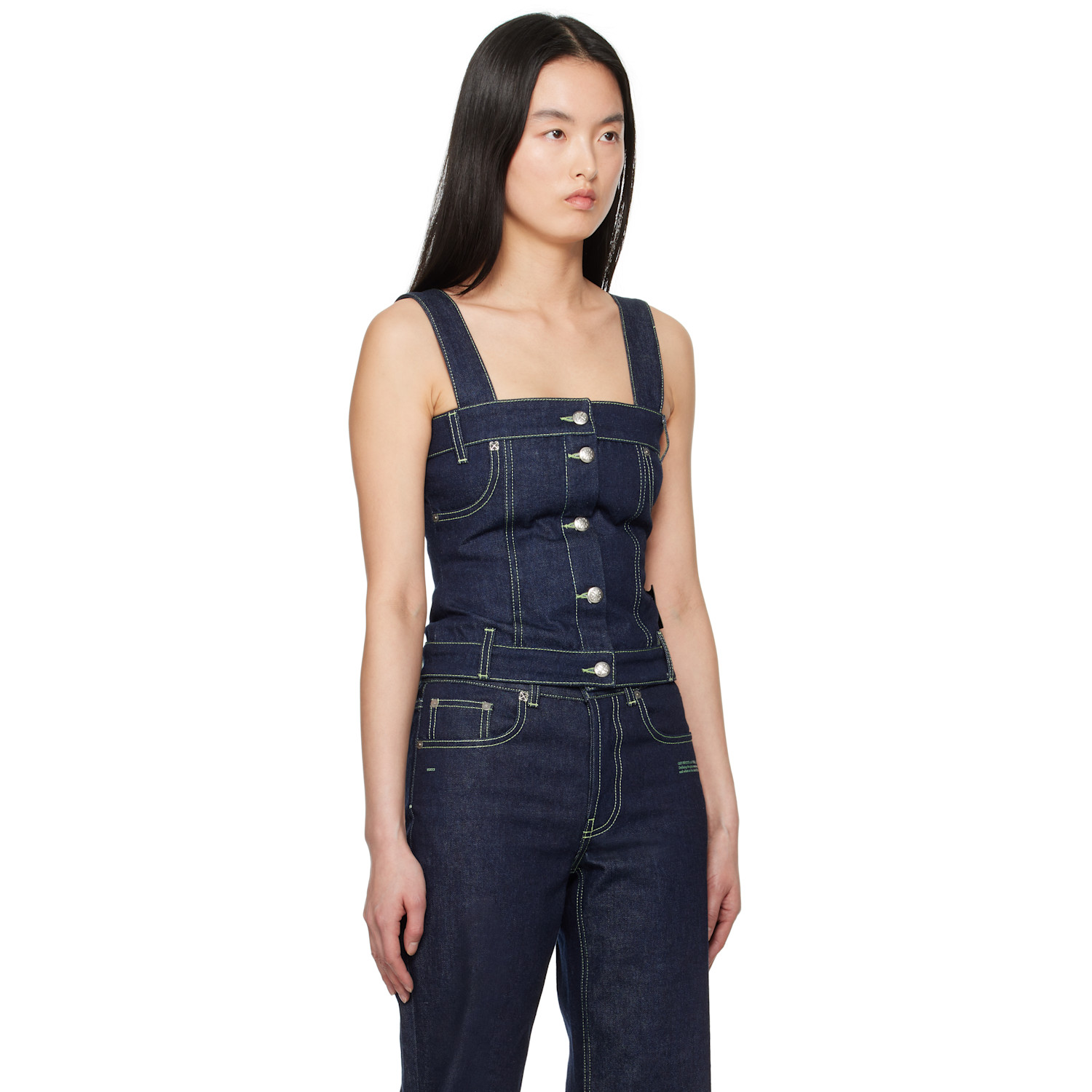  Off-white Blue Corset Denim Tank Top 