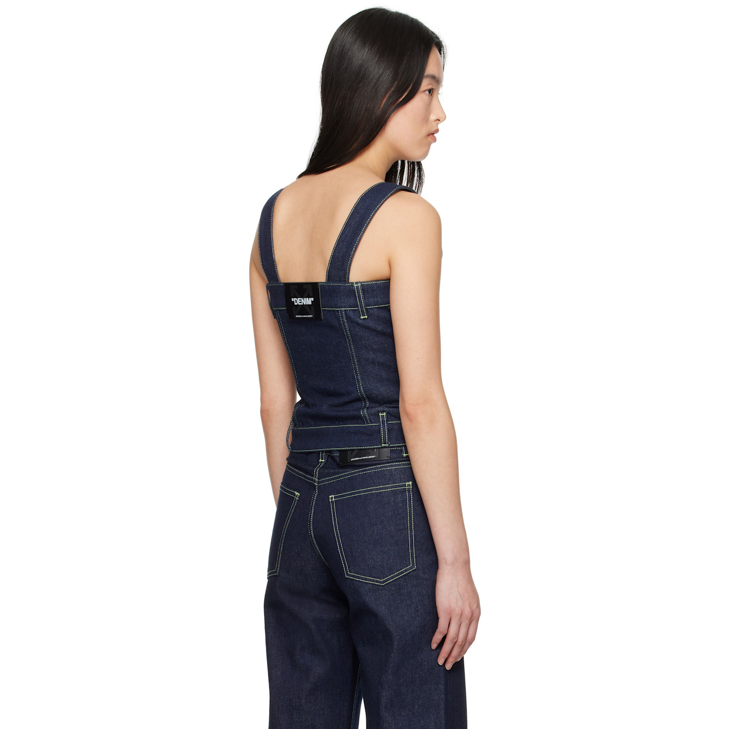  Off-white Blue Corset Denim Tank Top 
