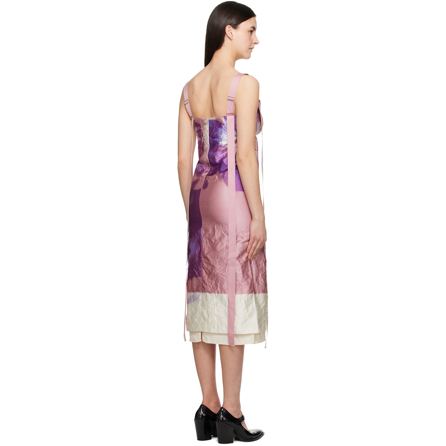  Erdem Pink & Purple V Neck Slip Cocktail Midi Dress 