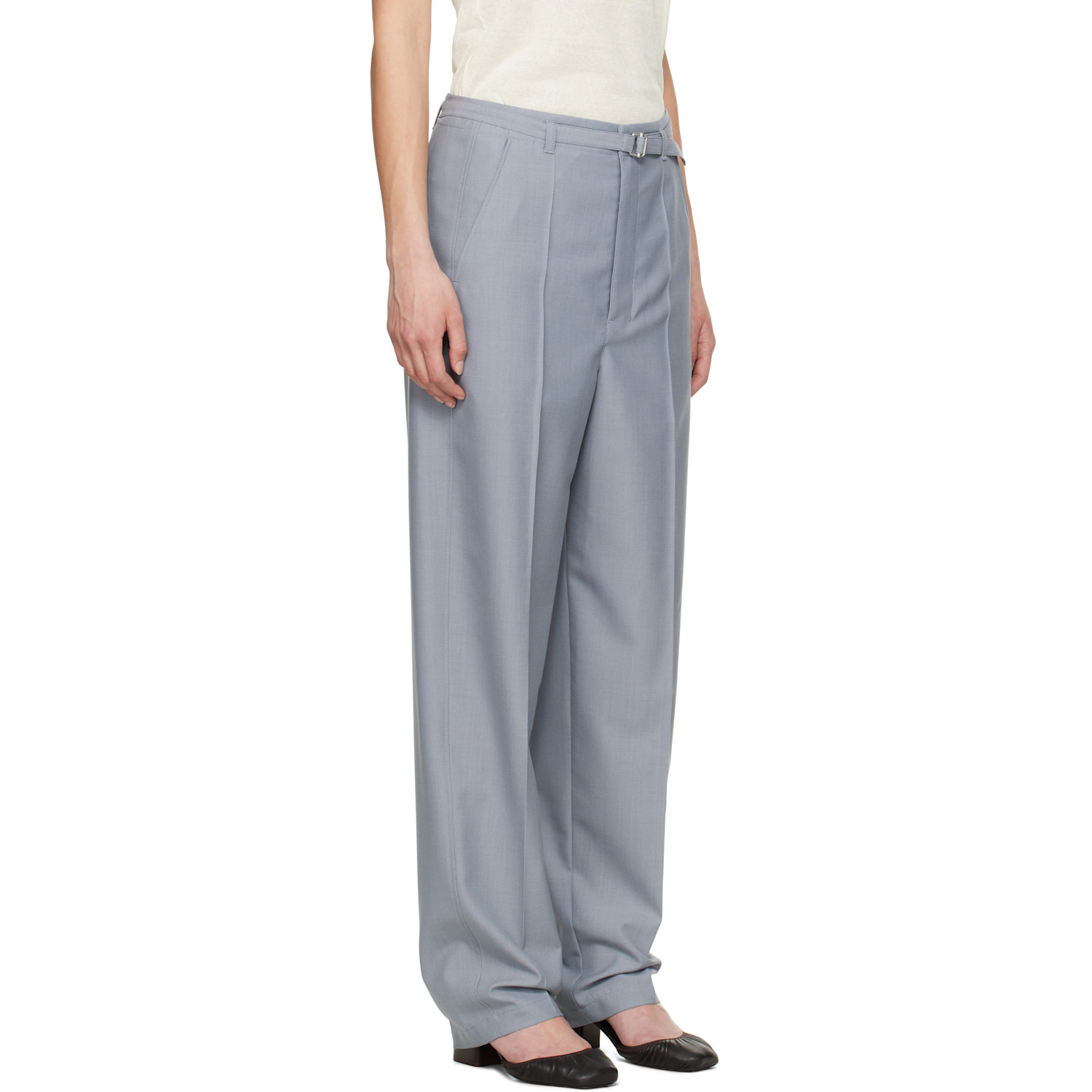  Lemaire Blue Belted Tailored Trousers 