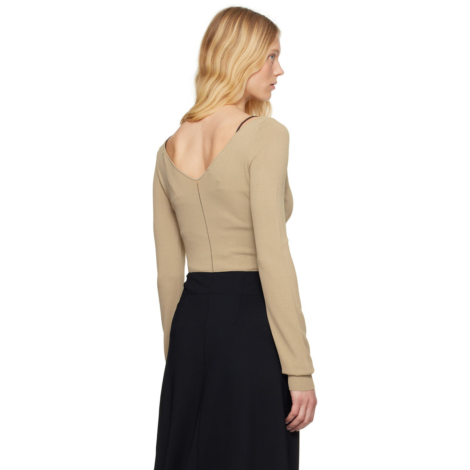  Lemaire Beige Wide V-neck Top 