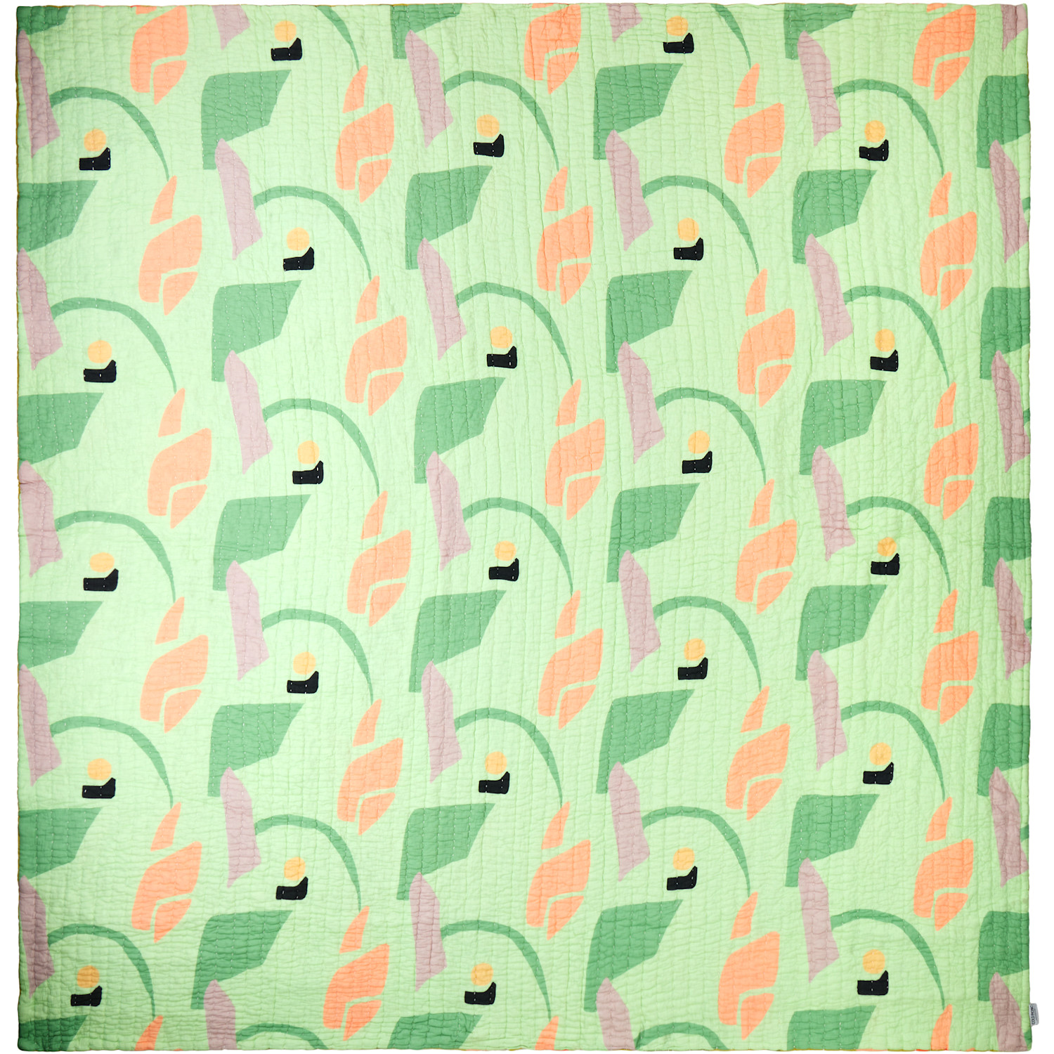  Cold Picnic Green & Khaki Aviary Early Spring Late Summer King Quilt 