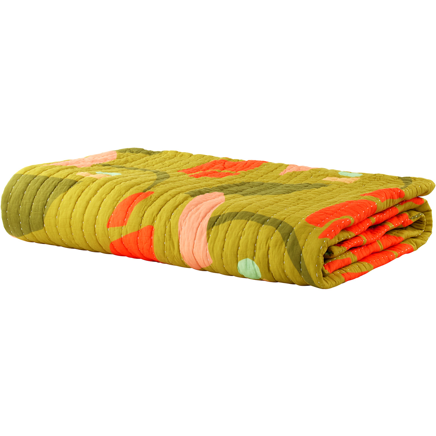  Cold Picnic Green & Khaki Aviary Early Spring Late Summer King Quilt 