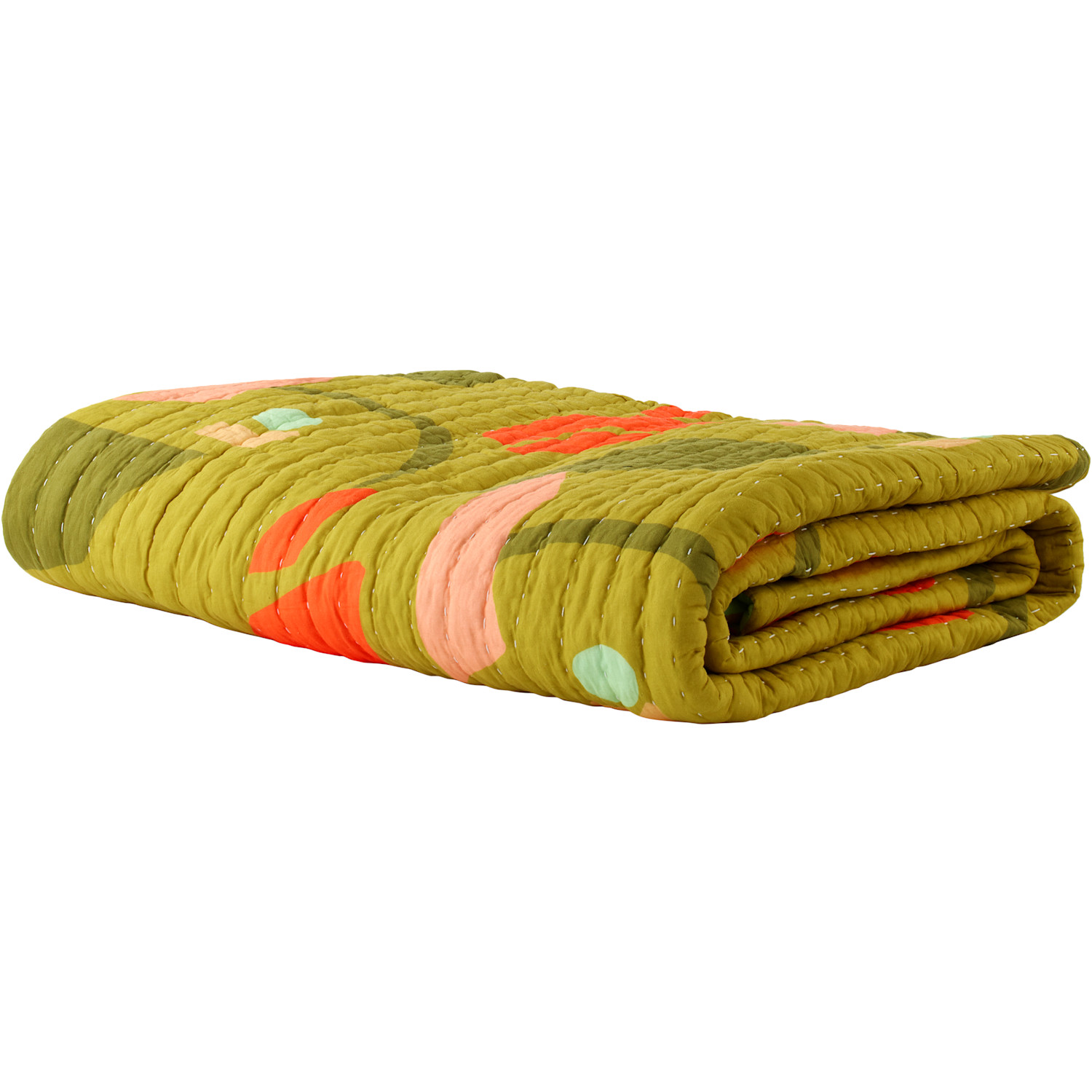  Cold Picnic Green & Khaki Aviary Early Spring Late Summer Queen Quilt 