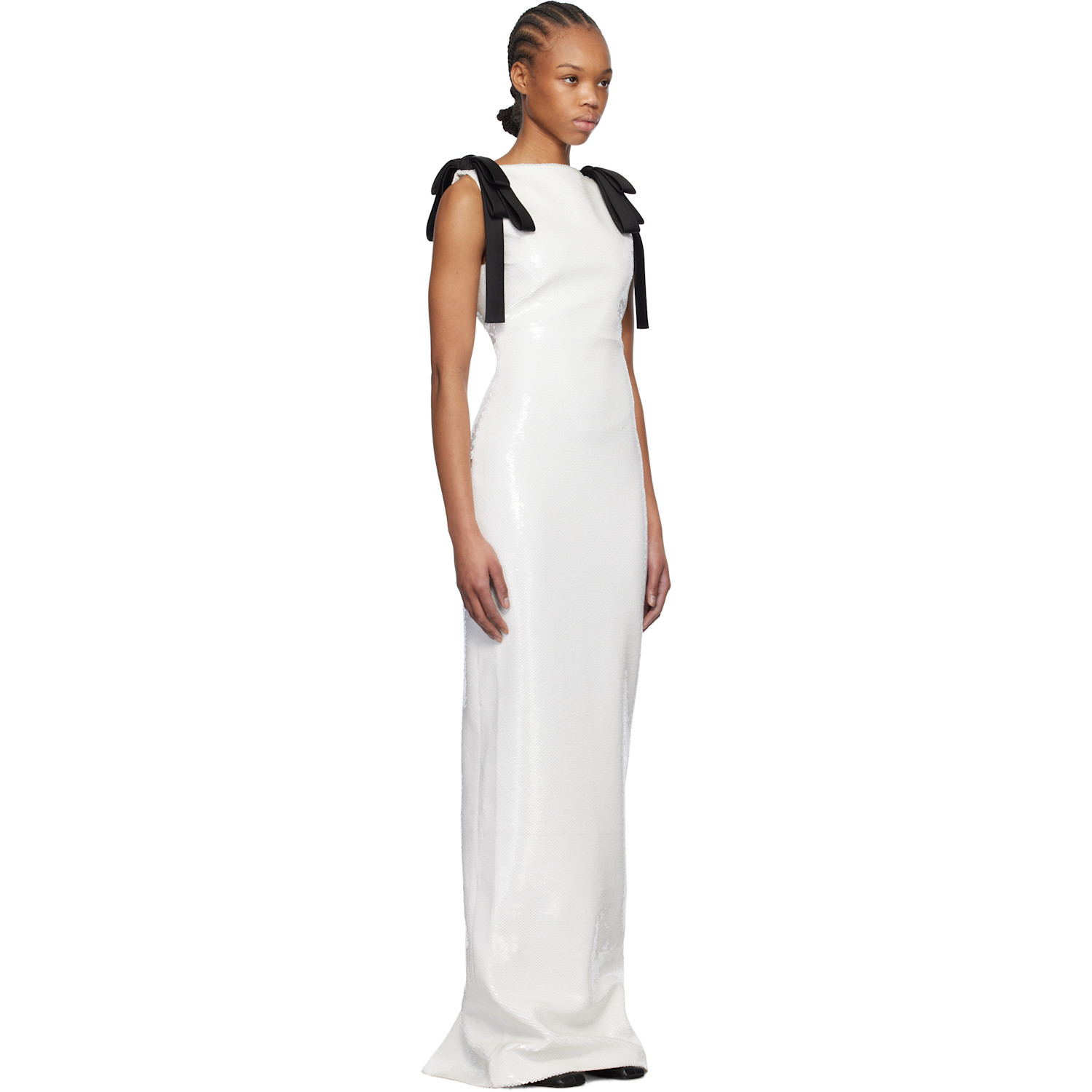  Mônot White Bows Sequins Maxi Dress 