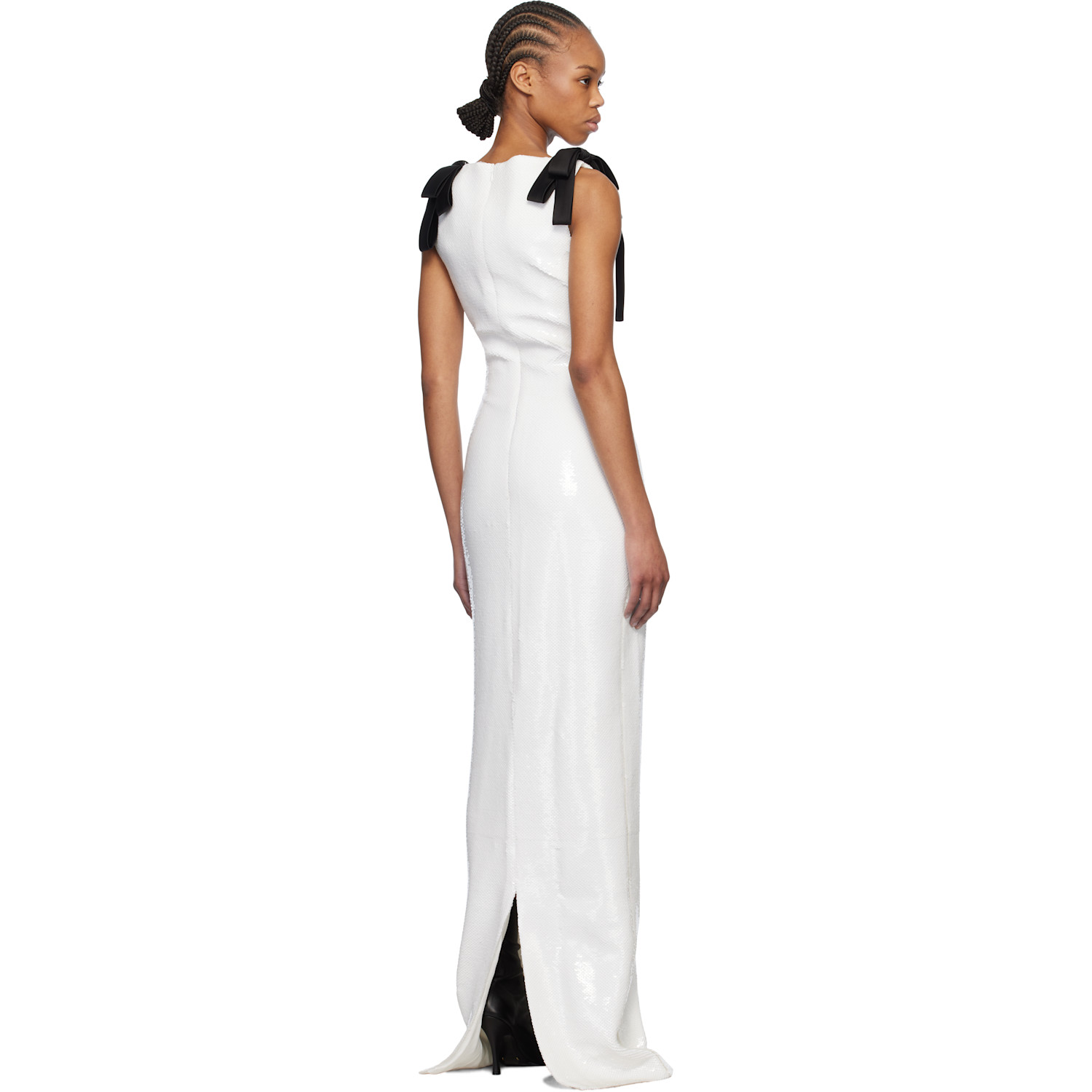  Mônot White Bows Sequins Maxi Dress 