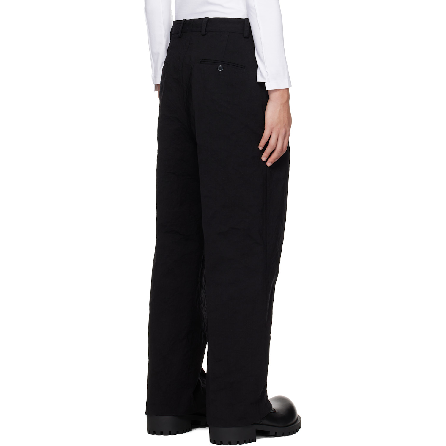  Vetements Black Metalized Wrinkled Tailored Trousers 