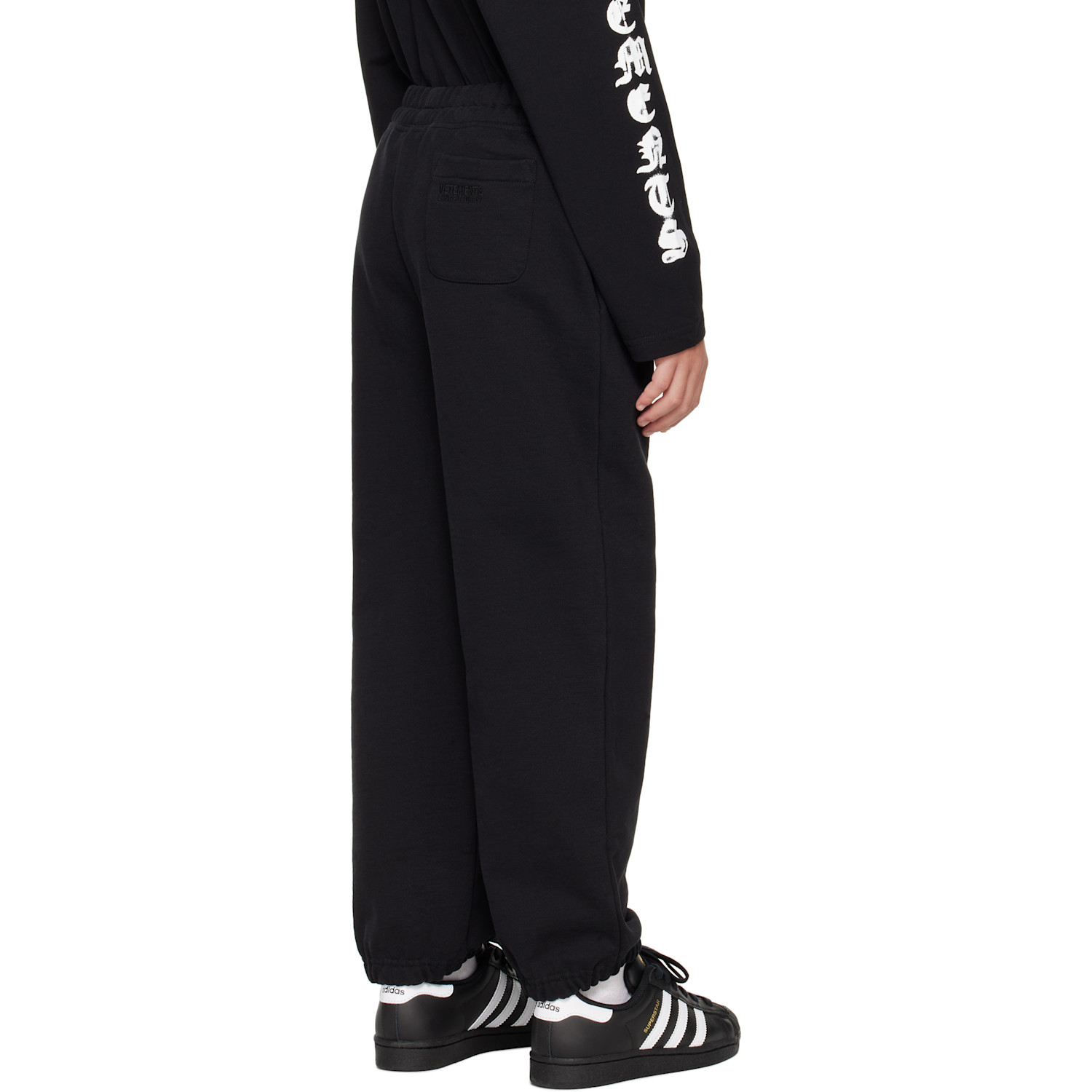  Vetements Kids Black Embroidered Logo Sweatpants 