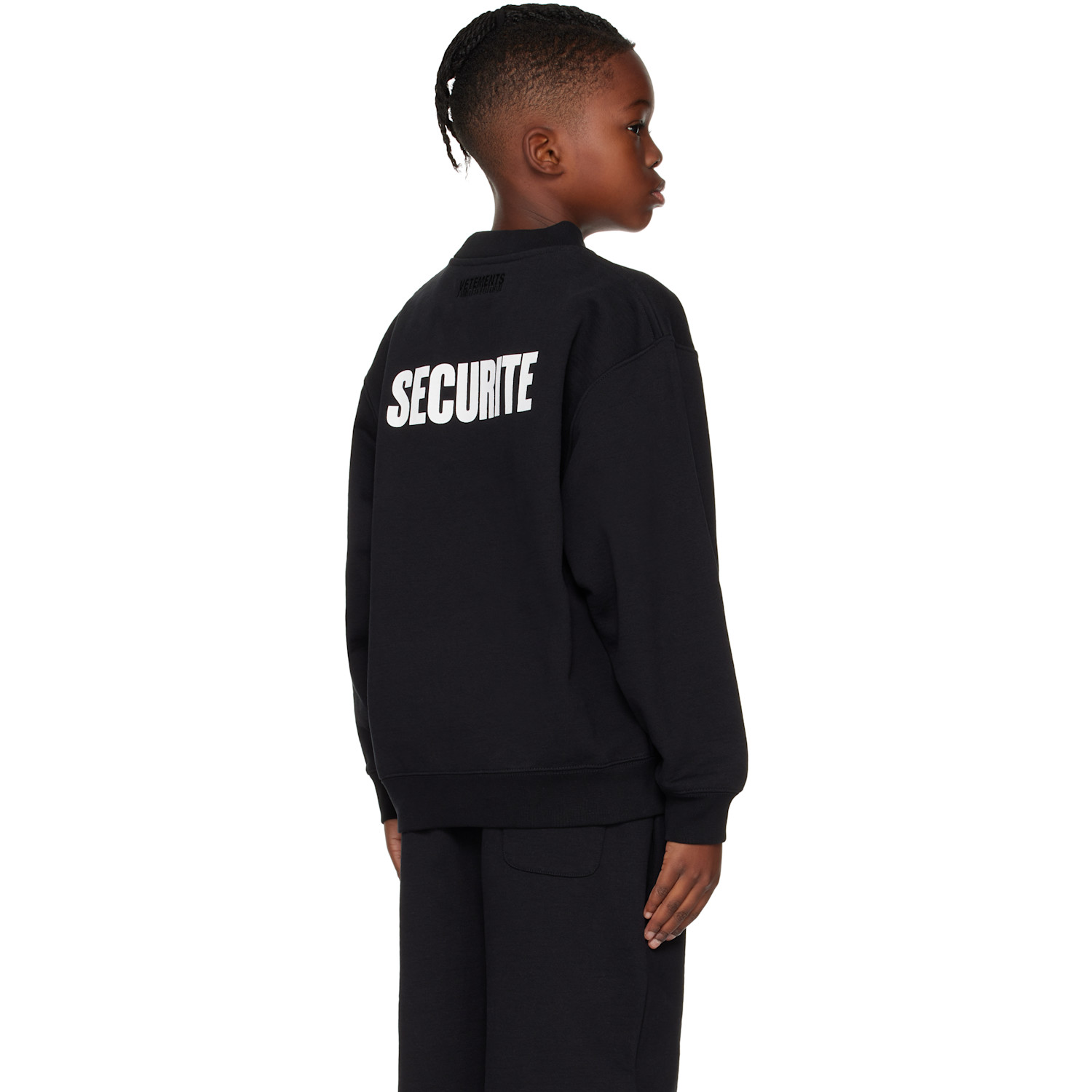  Vetements Kids Black 'securite' Sweatshirt 