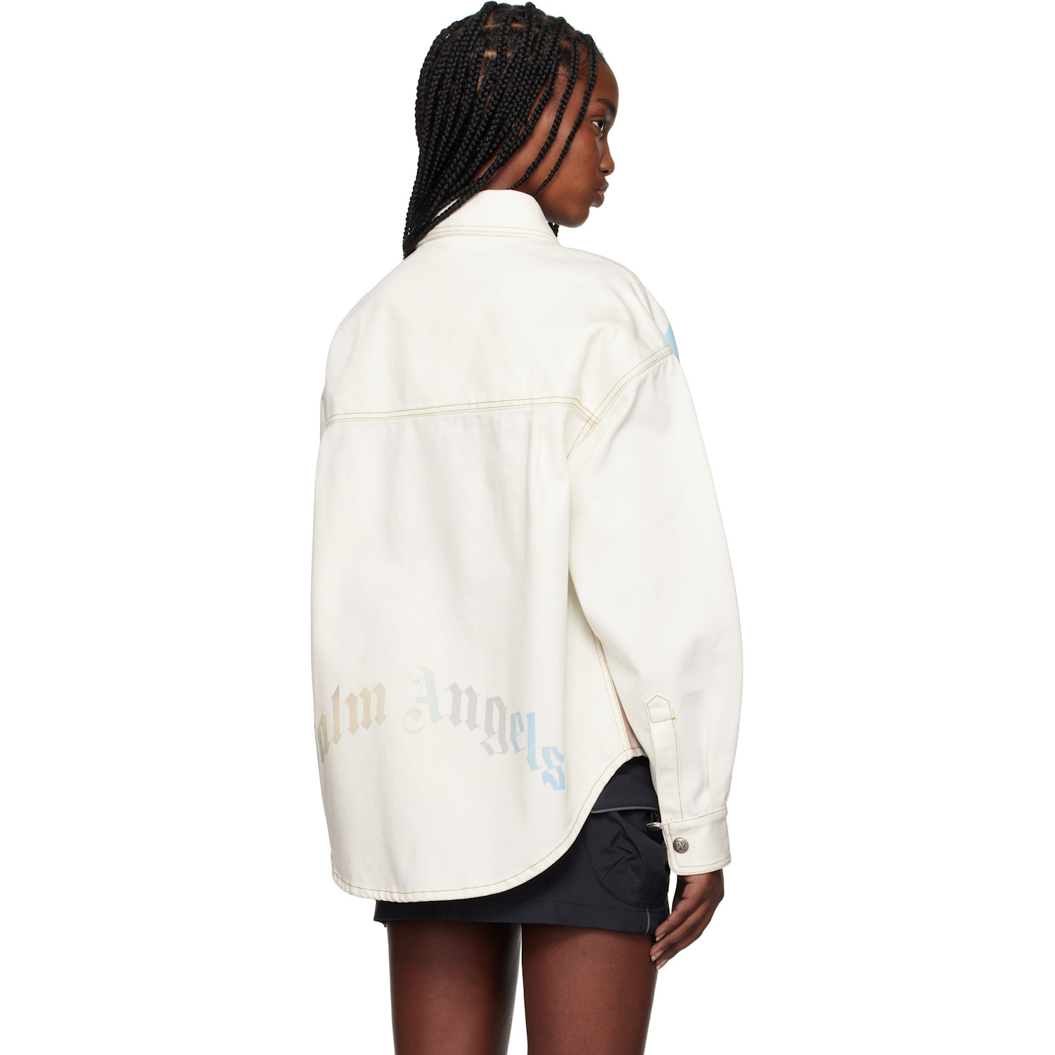  Palm Angels Off-white Sunrise Palm Denim Overshirt 