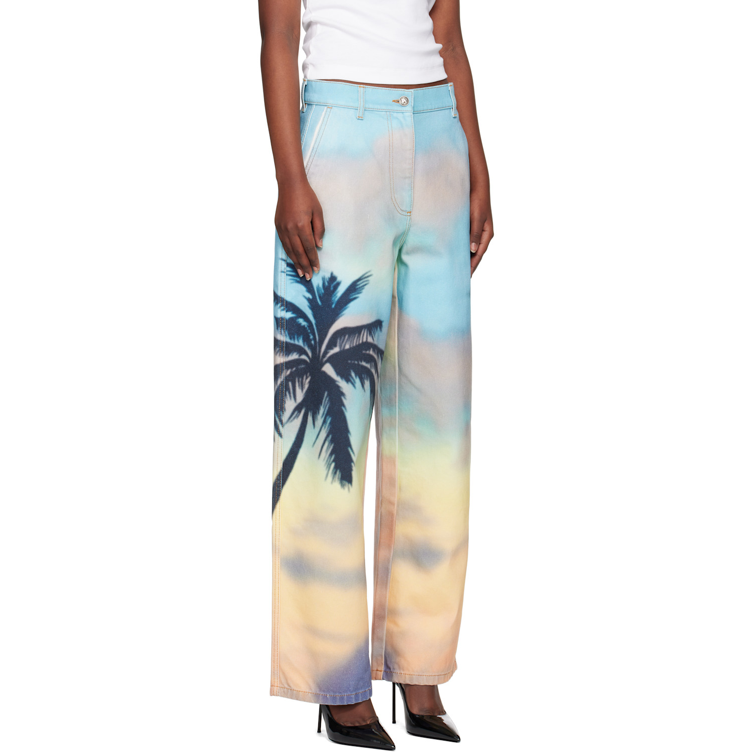  Palm Angels Multicolor Sunrise Palm Baggy Jeans 