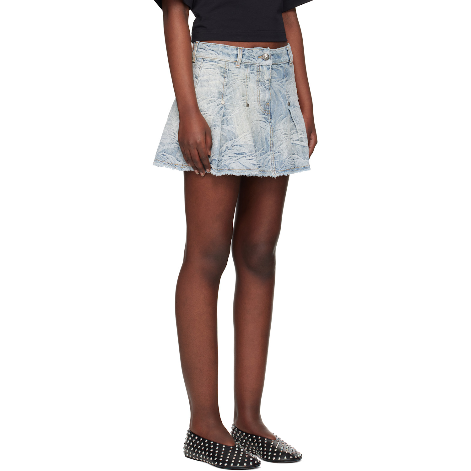  Palm Angels Blue Palms Jacquard Denim Miniskirt 