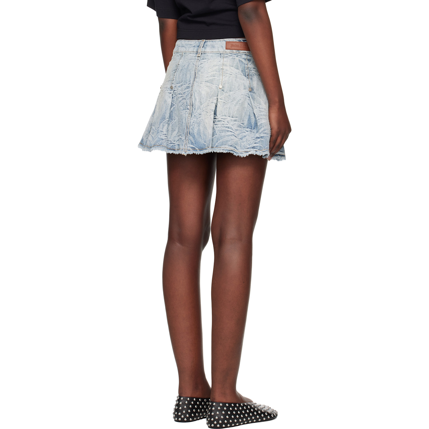 Palm Angels Blue Palms Jacquard Denim Miniskirt 
