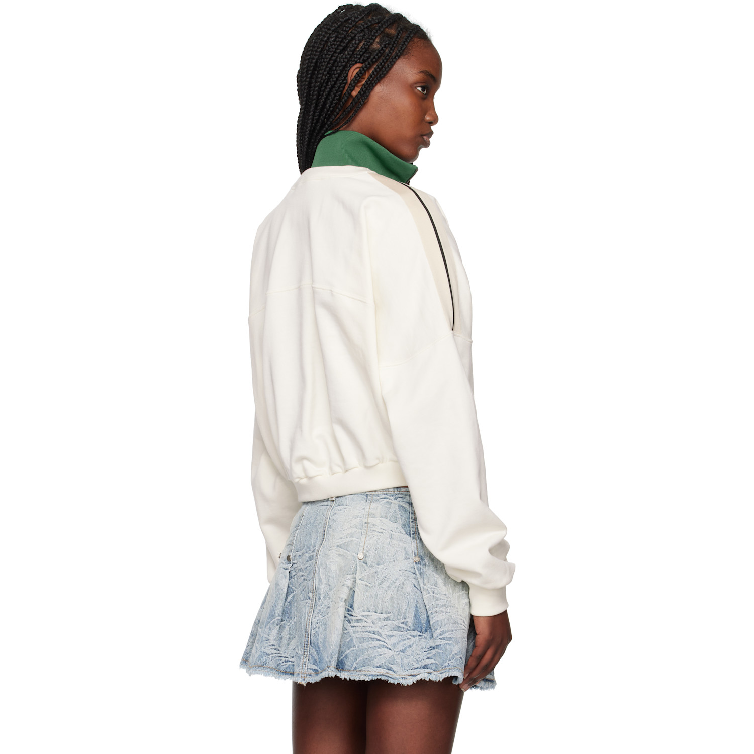  Palm Angels Off-white & Green Oval Palm Sweatshirt 
