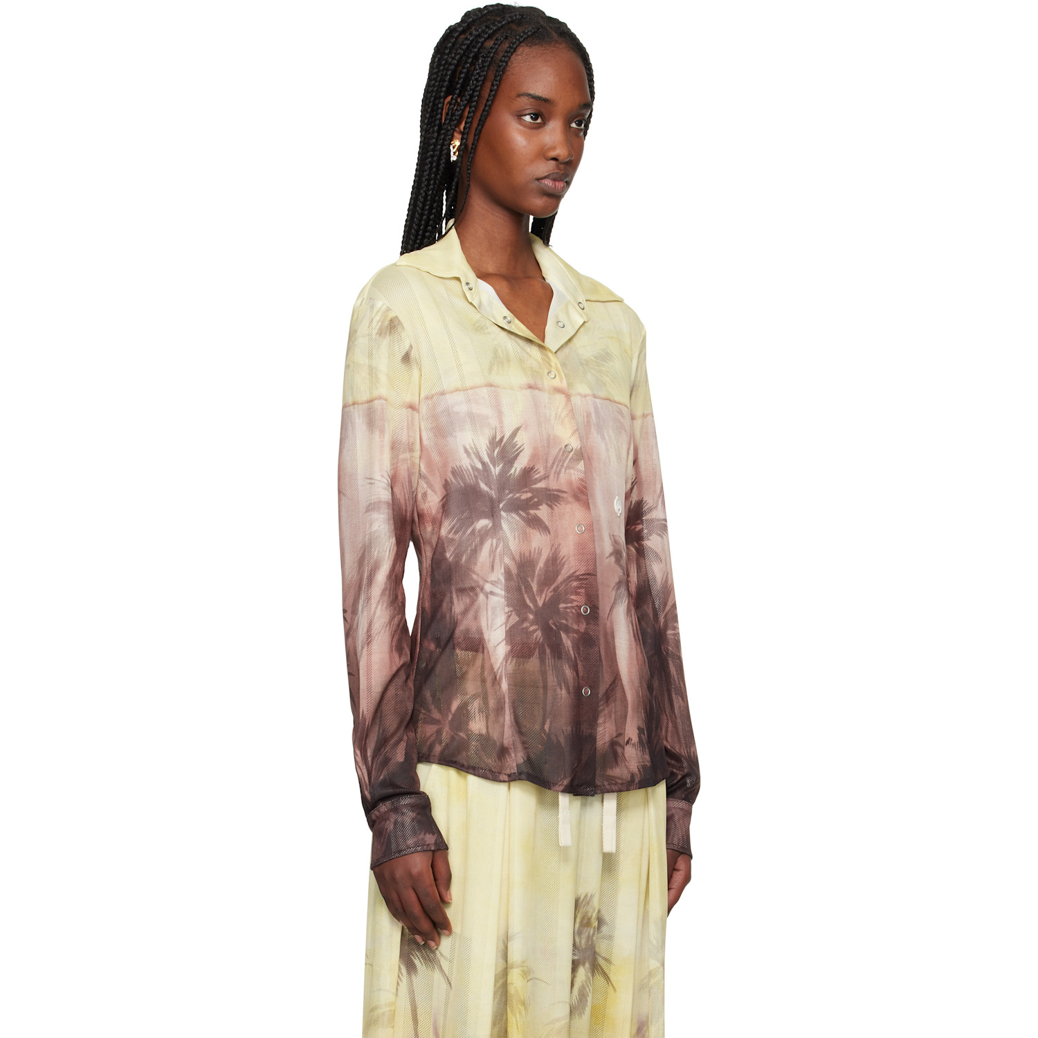  Palm Angels Yellow & Brown Sunset Palms Shirt 