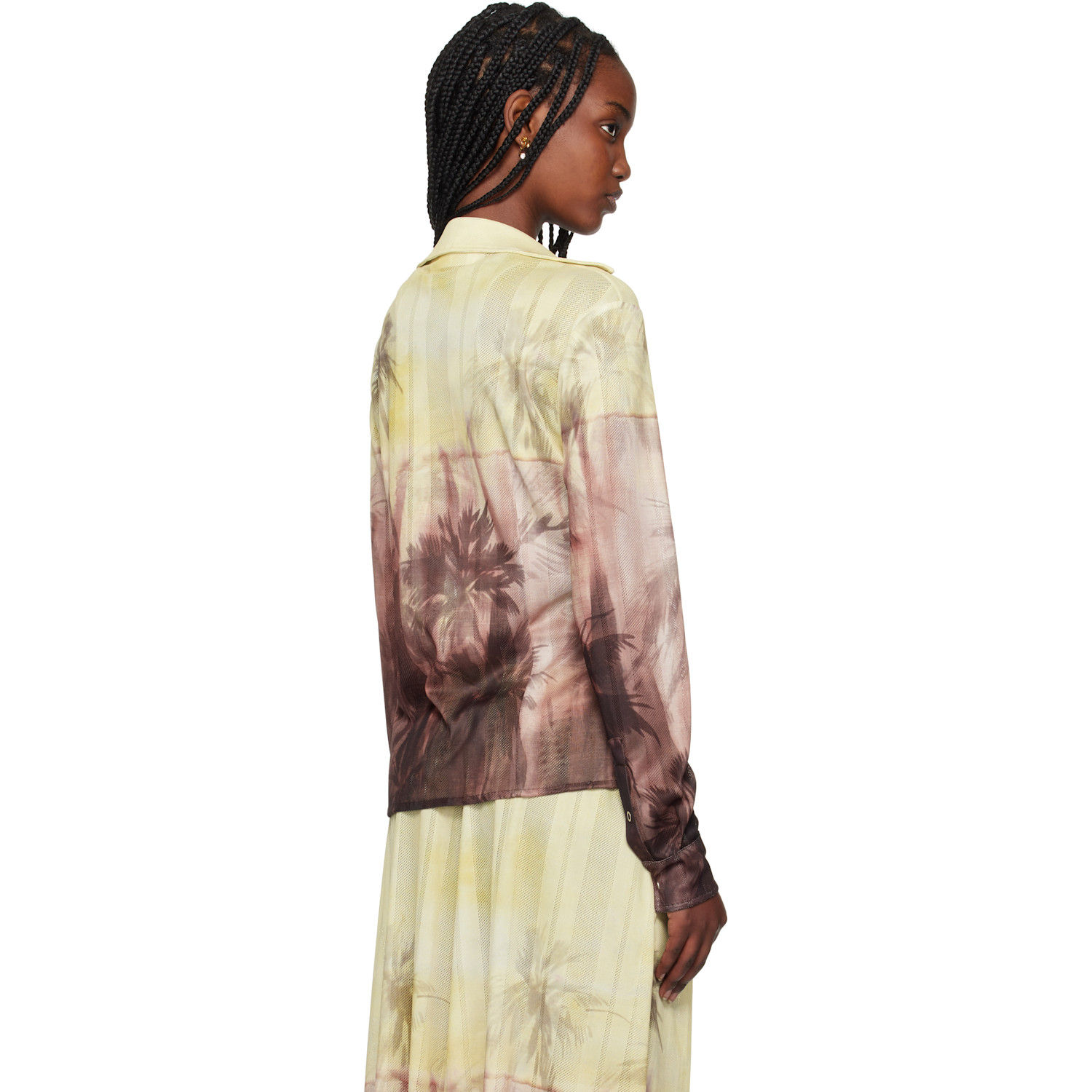  Palm Angels Yellow & Brown Sunset Palms Shirt 