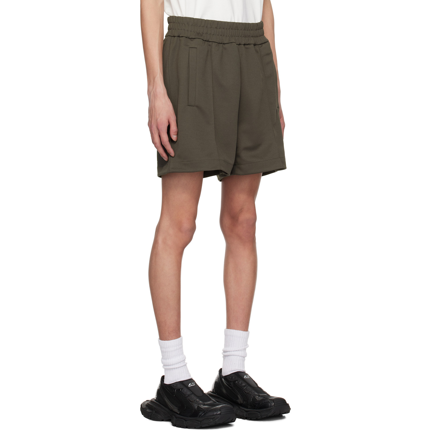  Palm Angels Gray Curved Logo Shorts 