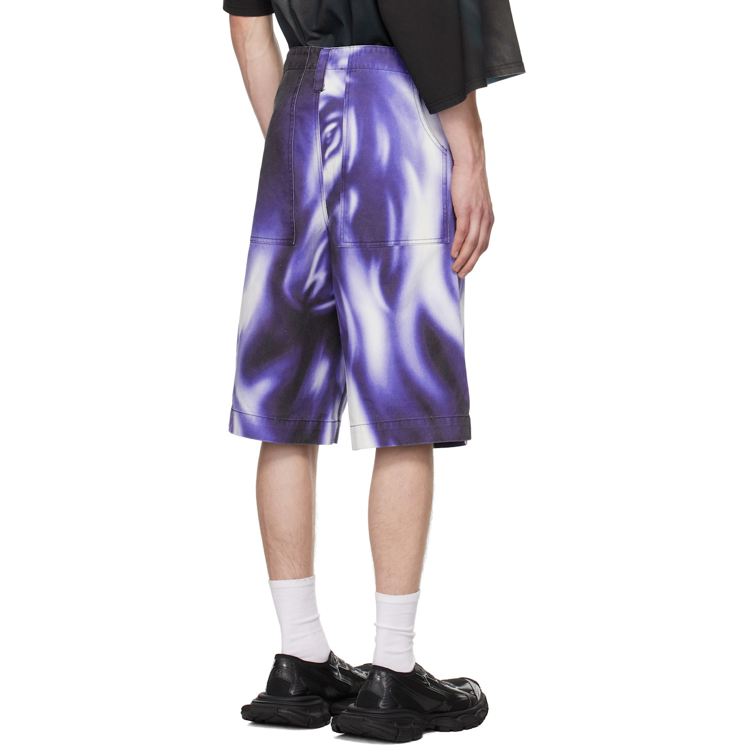  Gerrit Jacob Purple Printed Denim Shorts 