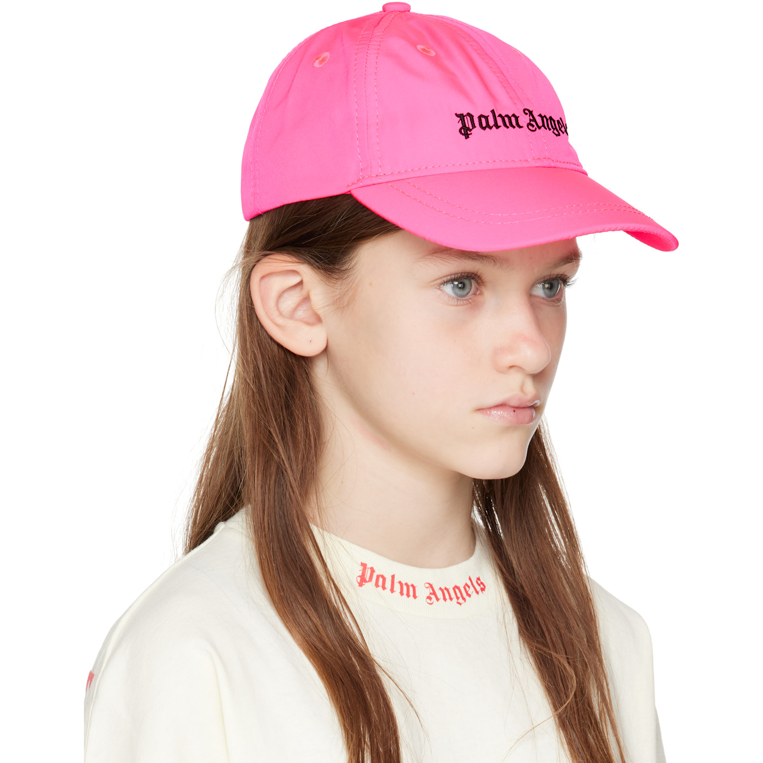  Palm Angels Kids Pink Logo Baseball Cap 