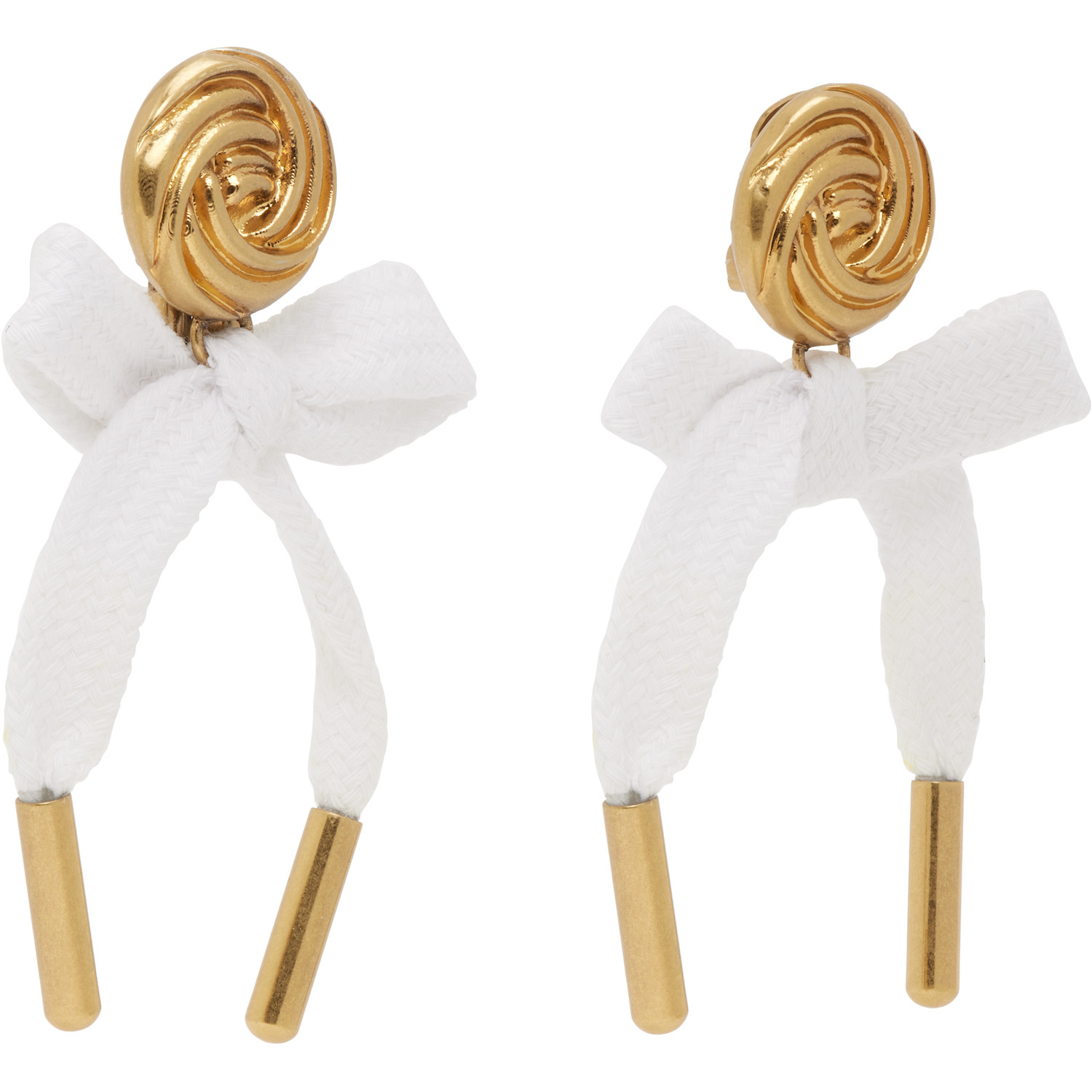  Moschino Gold & White Bow Earrings 