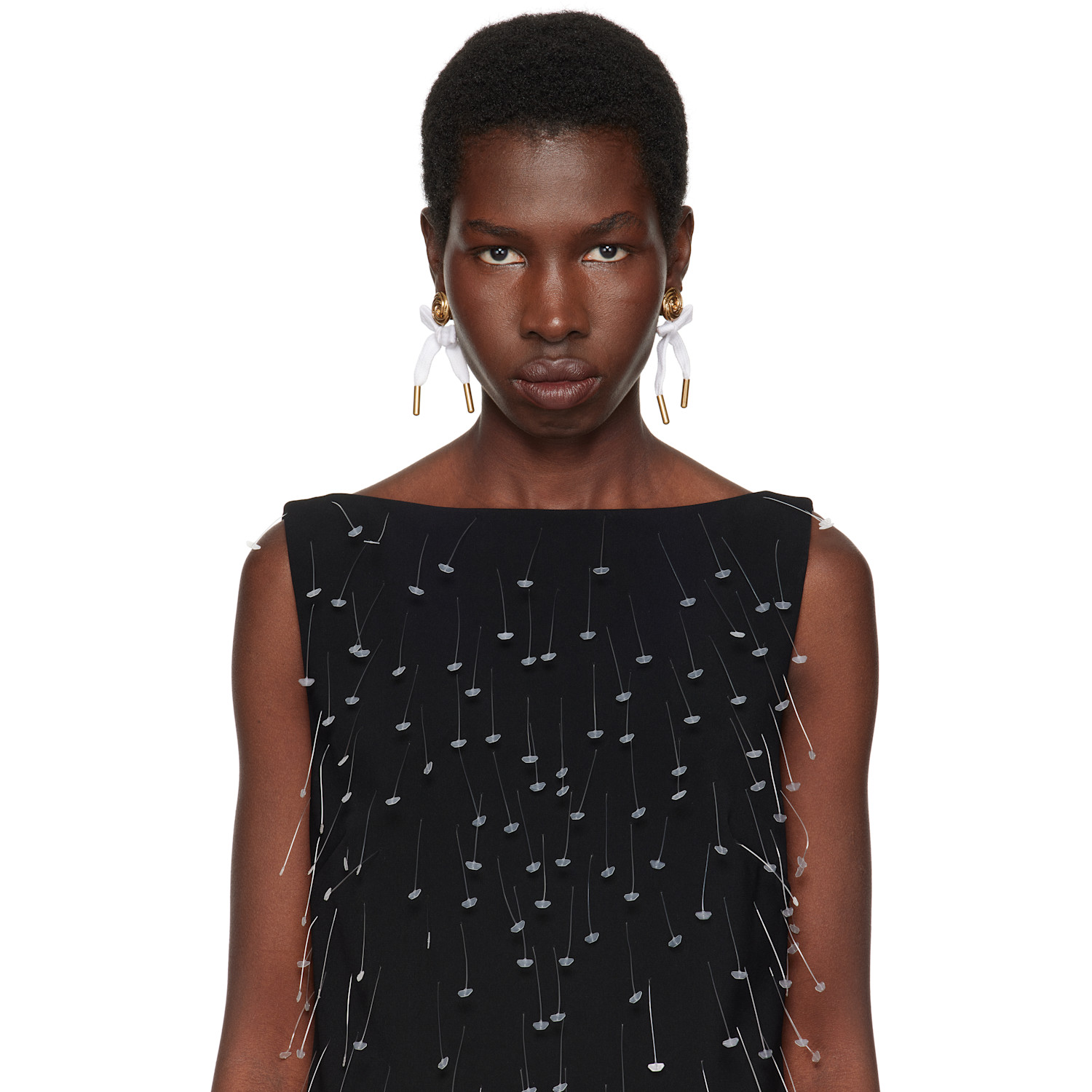  Moschino Gold & White Bow Earrings 