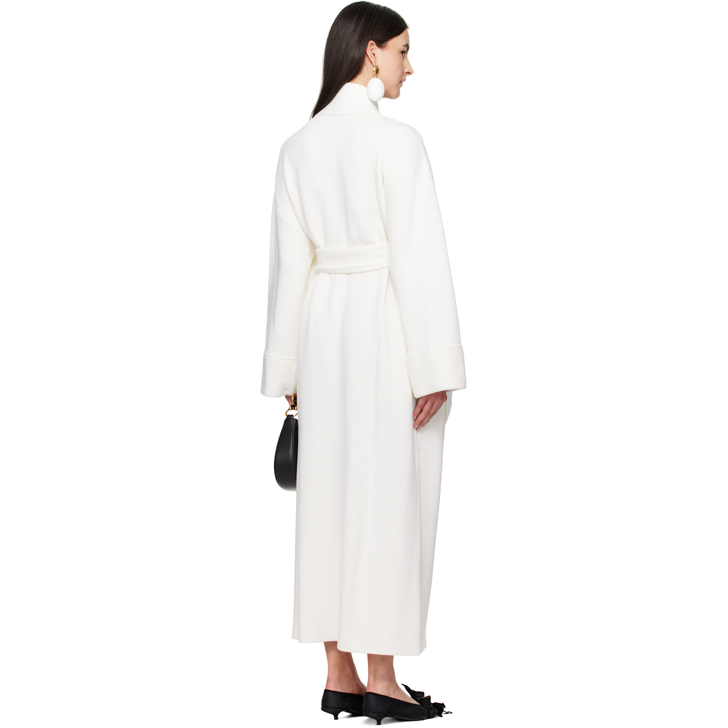  Moschino Manteau Long Blanc Cassé à Poches De Style Pantoufle 