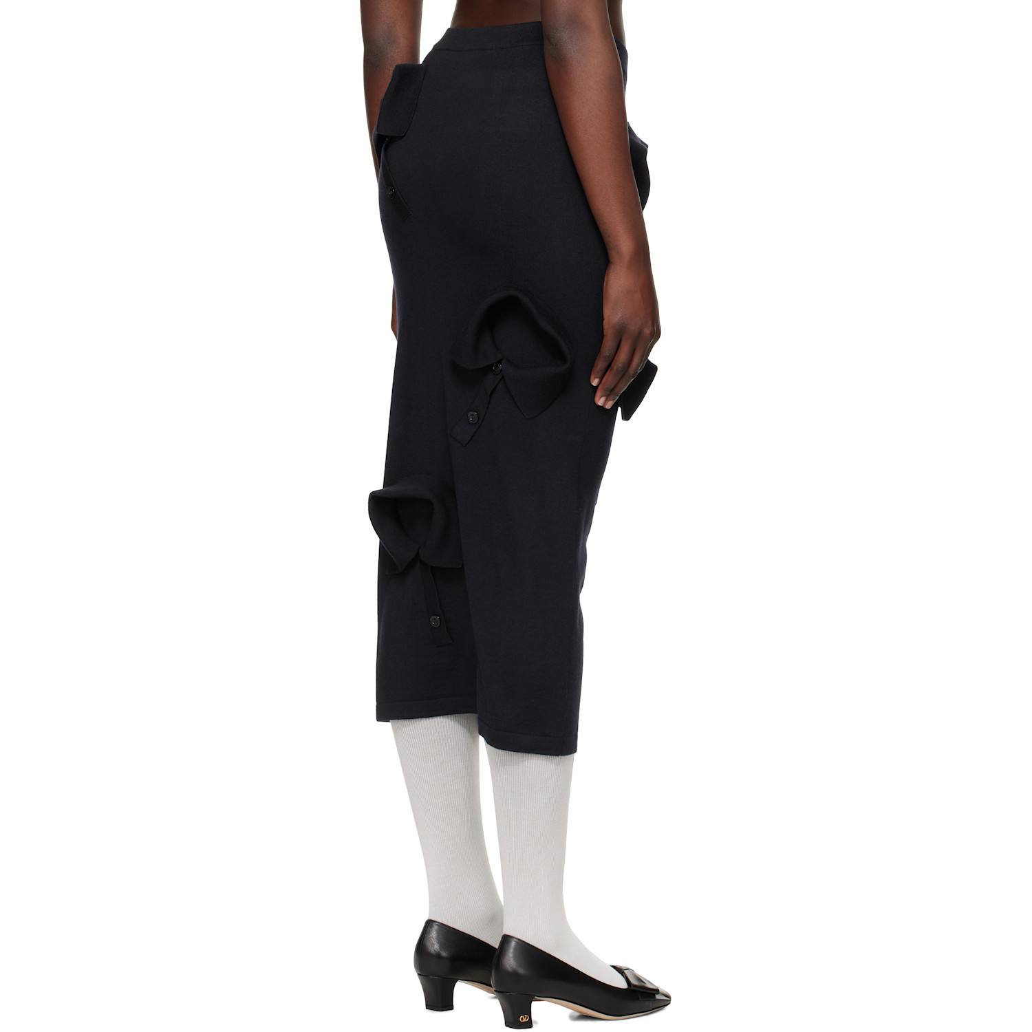  Moschino Navy Multi Collars Knitted Midi Skirt 