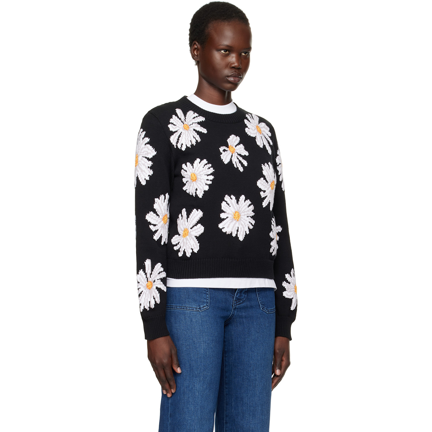  Moschino Black All Over Daisy Print Sweater 