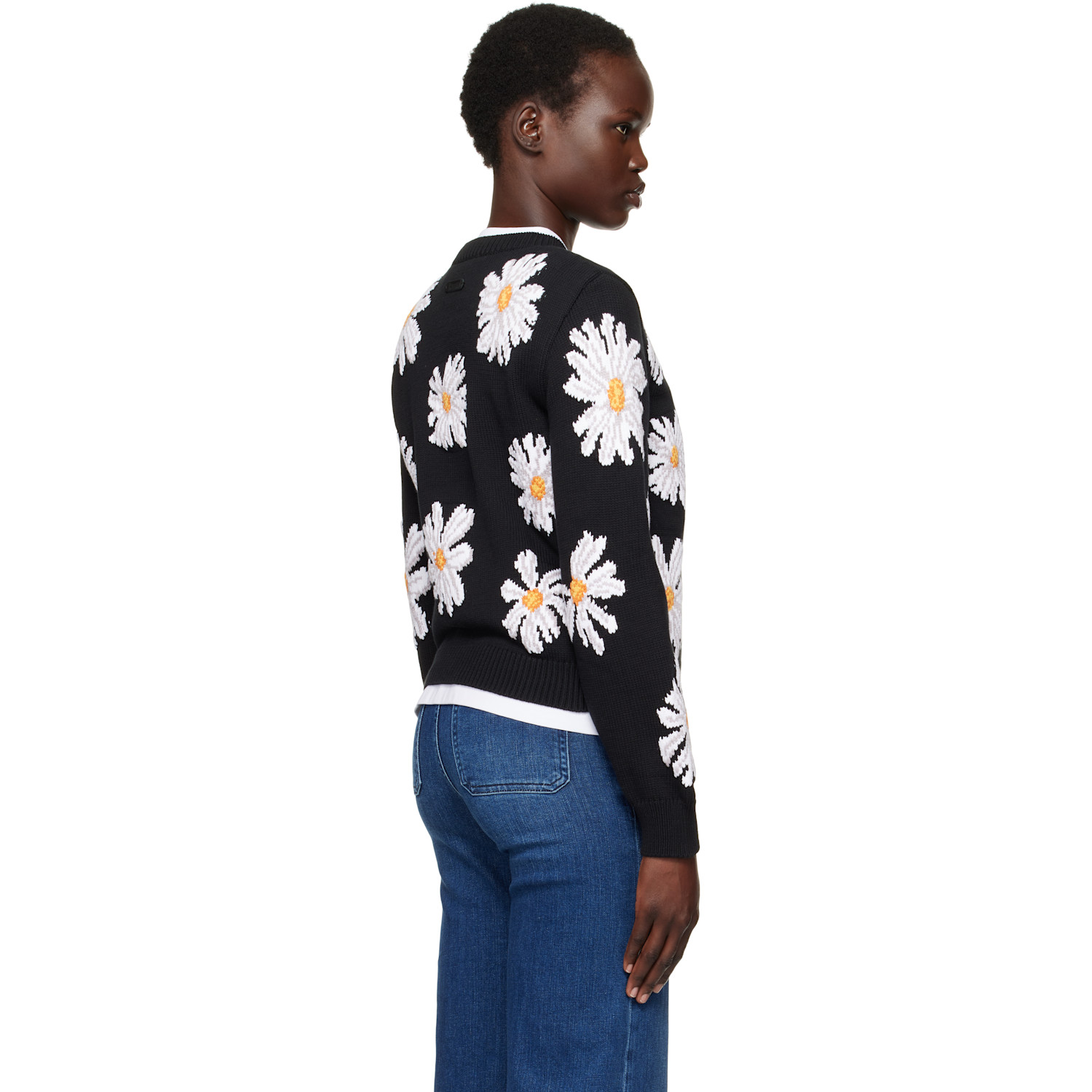  Moschino Black All Over Daisy Print Sweater 