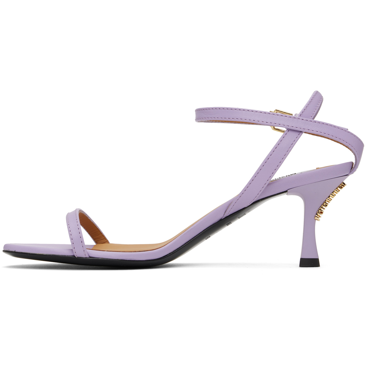 Moschino Purple Buckled Bow Heeled Sandals 
