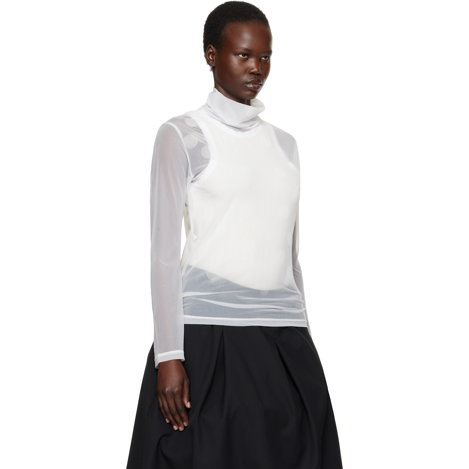  Y's White Long Sleeve Turtleneck 