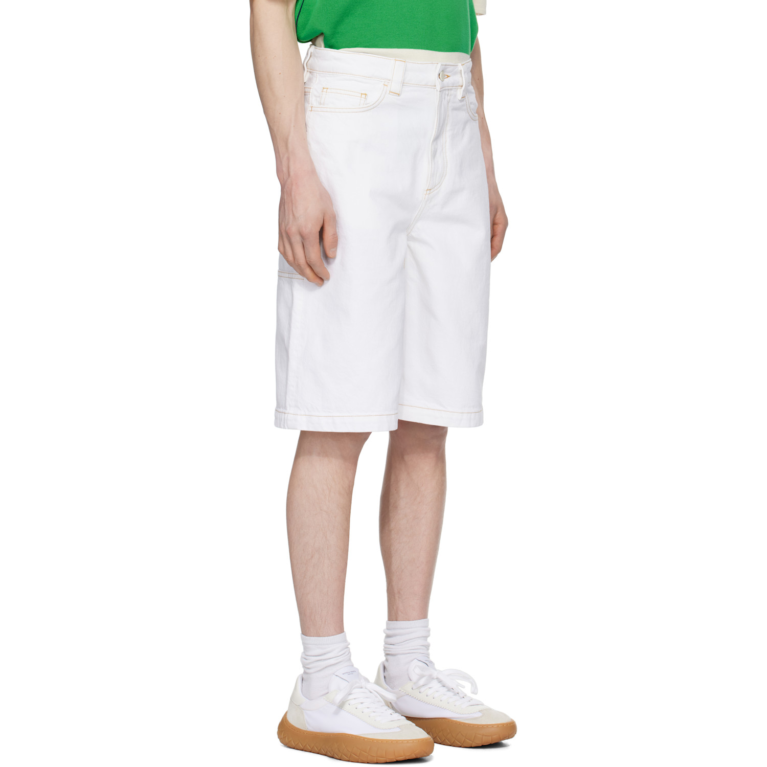  Sunnei White Classic Denim Shorts 