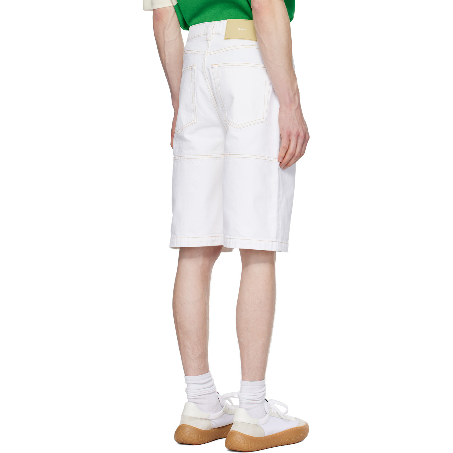  Sunnei White Classic Denim Shorts 
