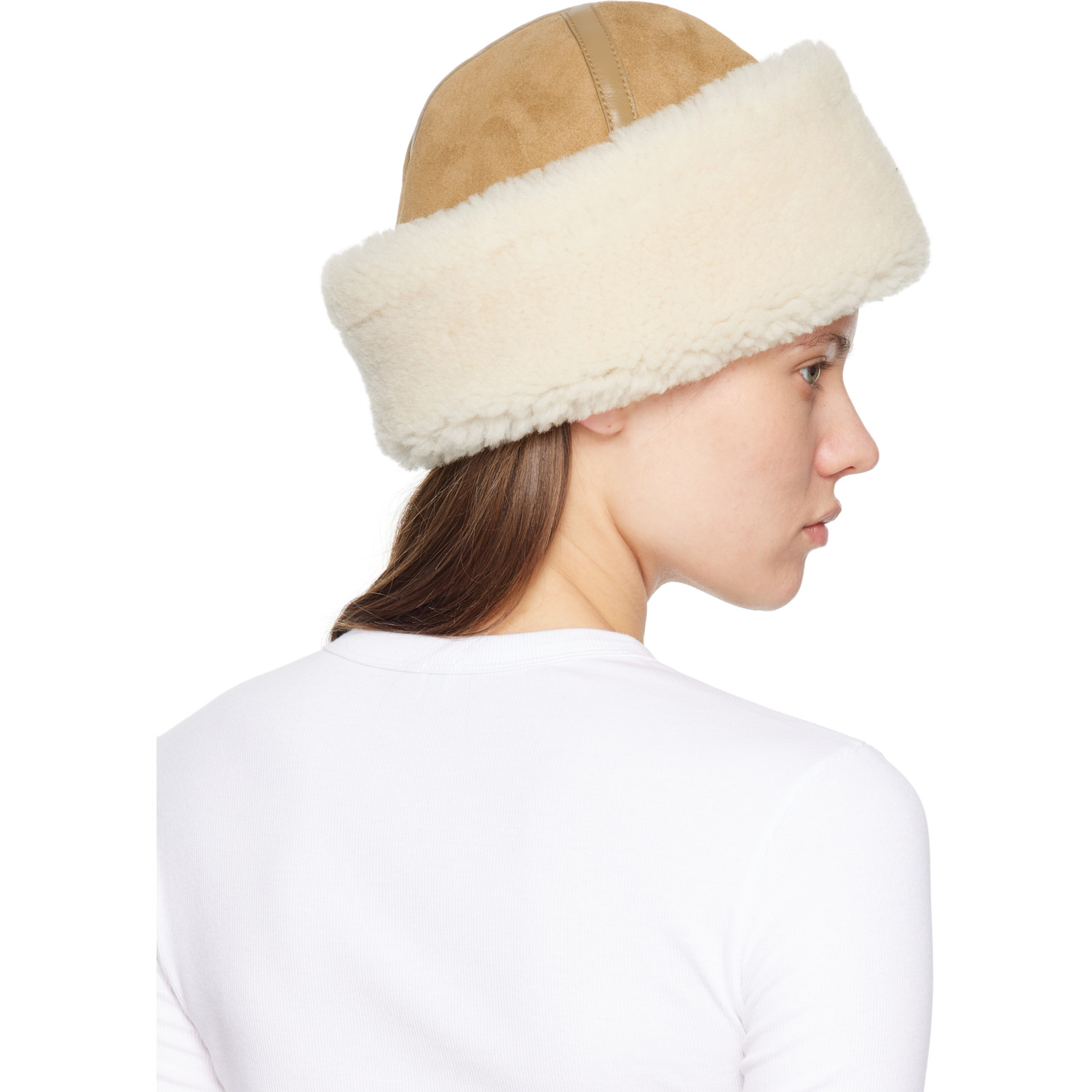  Toteme Beige Shearling Winter Hat 