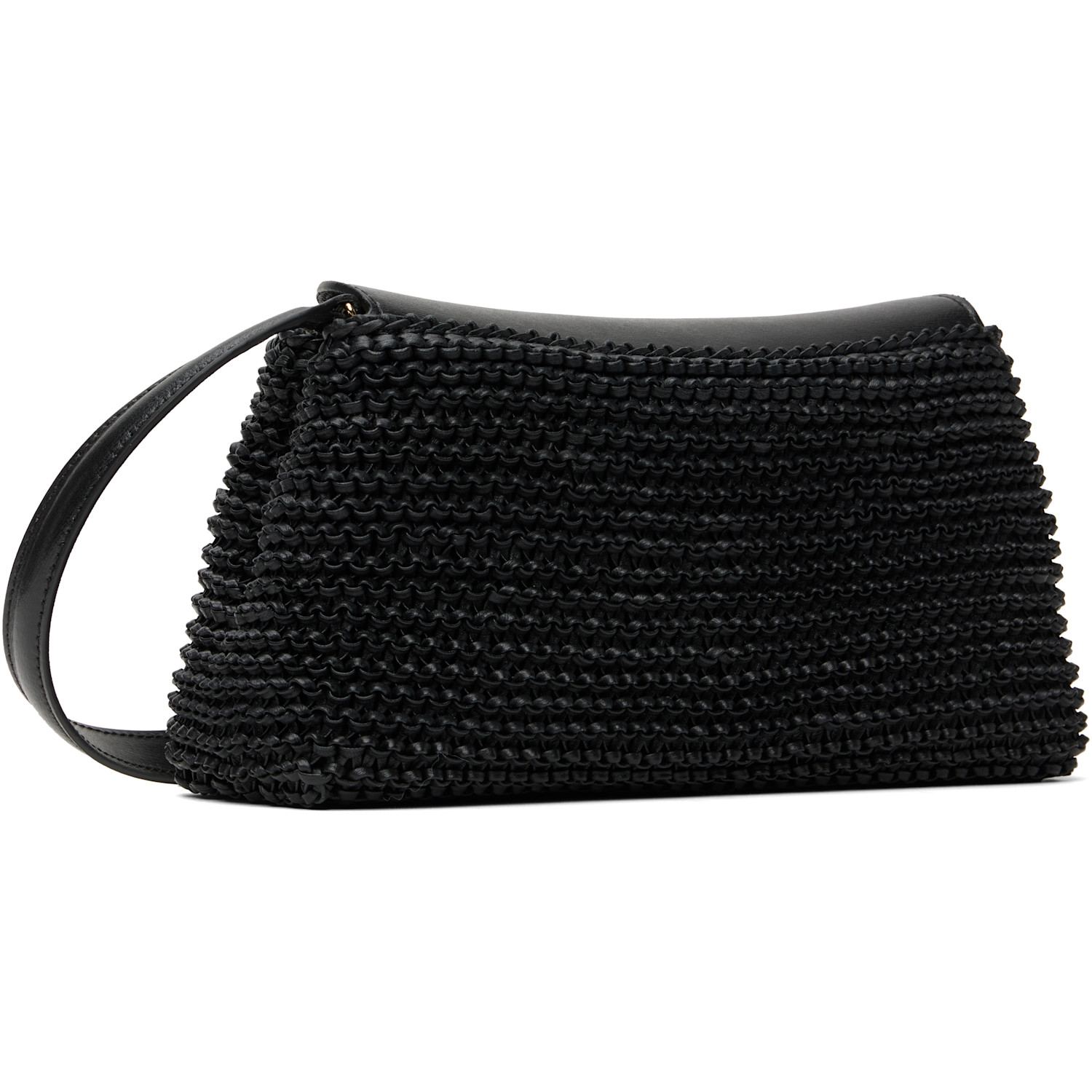  Toteme Black T-lock Woven-leather Clutch 