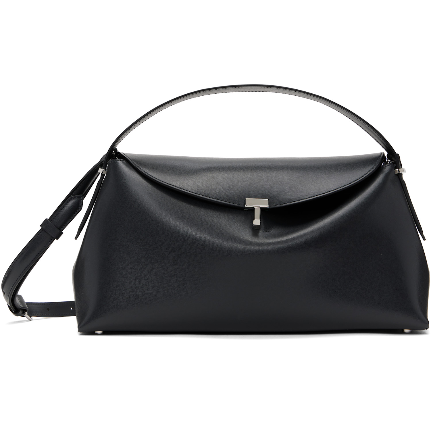 TOTEME Gray T-Lock Leather Top Handle Bag