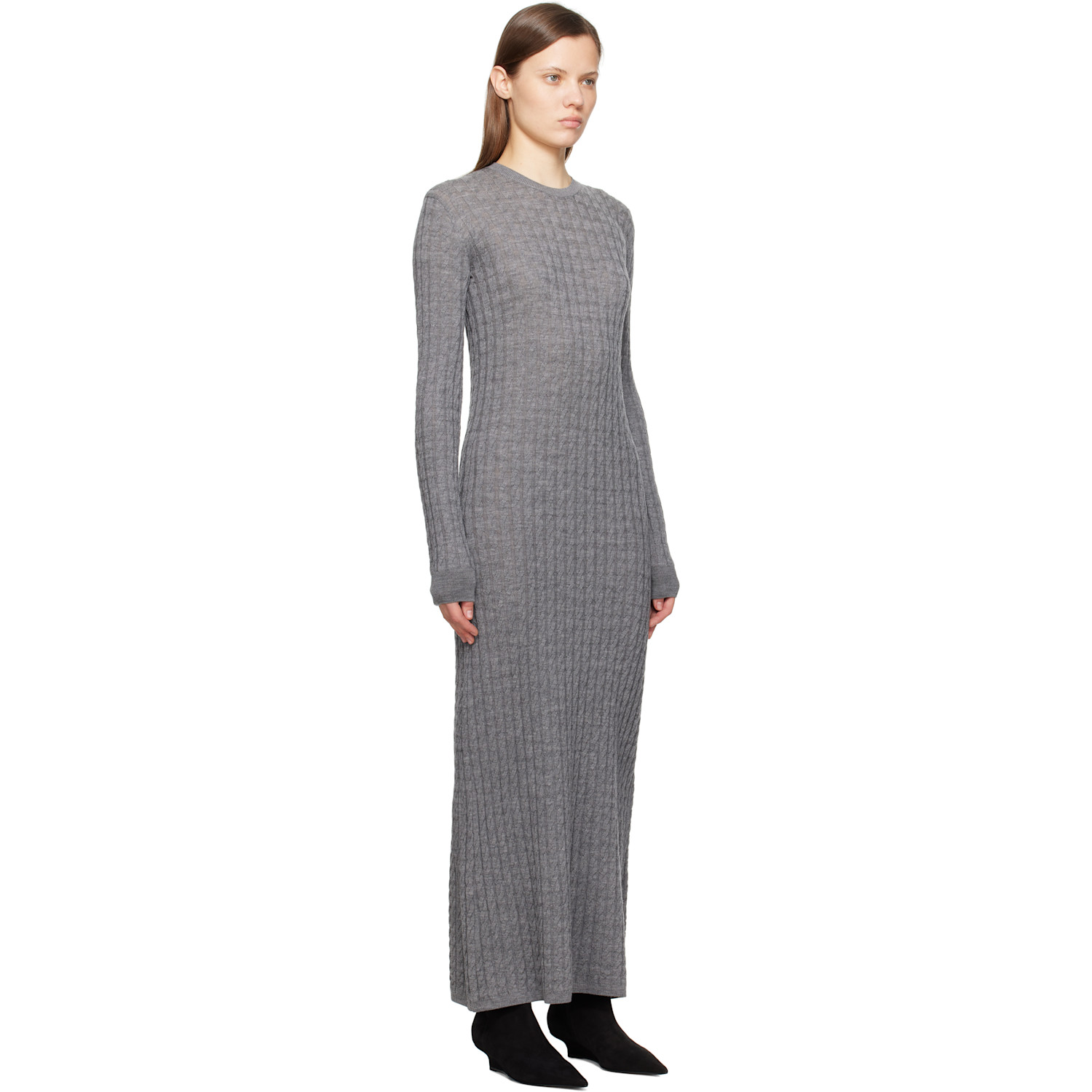  Toteme Gray Cable Knit Maxi Dress 
