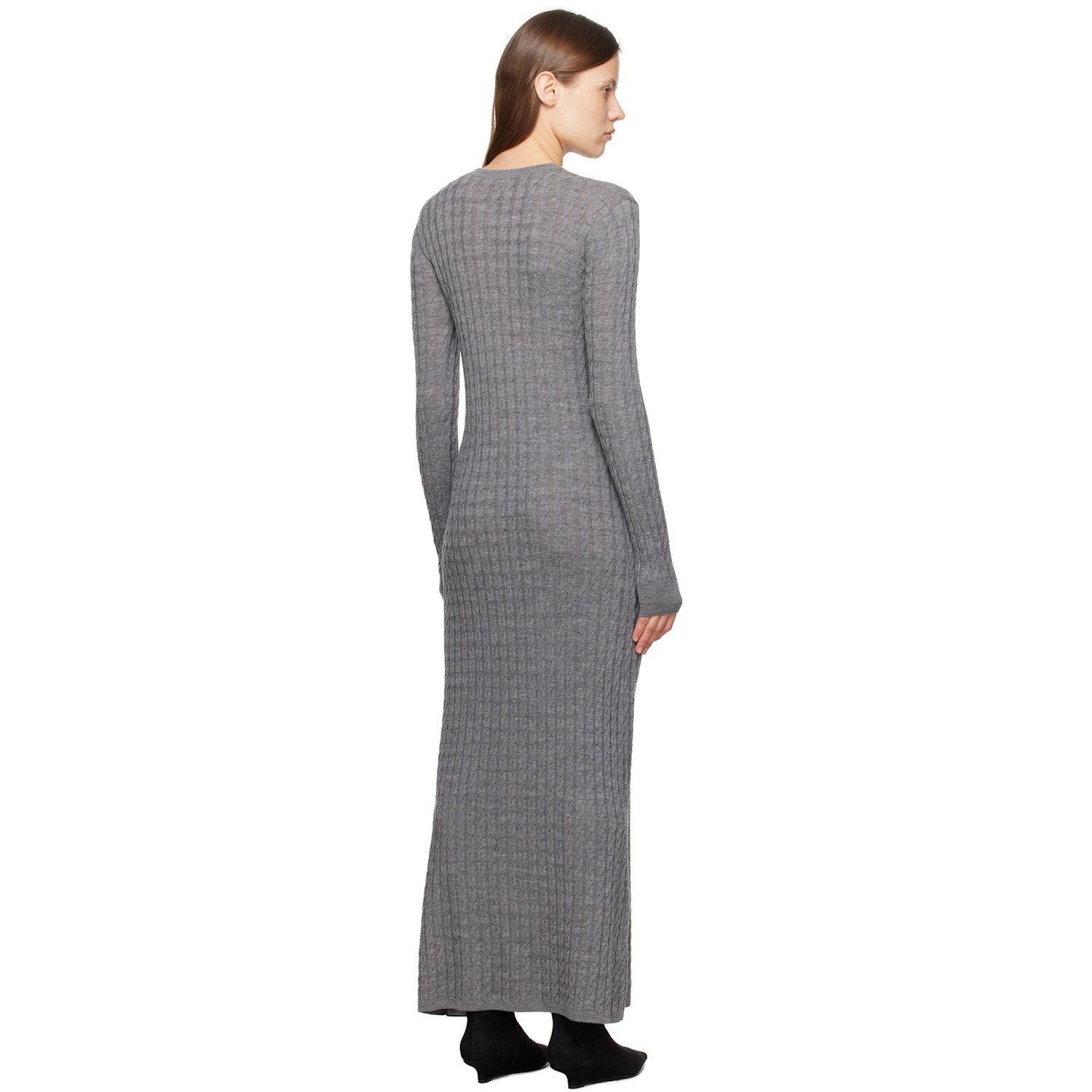  Toteme Gray Cable Knit Maxi Dress 