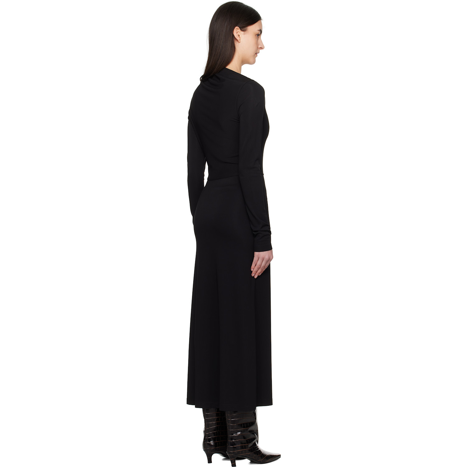  Toteme Black Draped Jersey Maxi Dress 