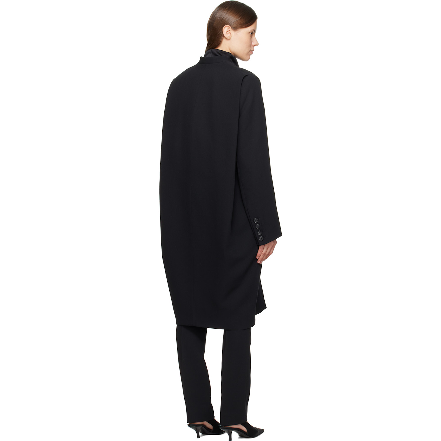  Toteme Black Deep Pleat Coat 