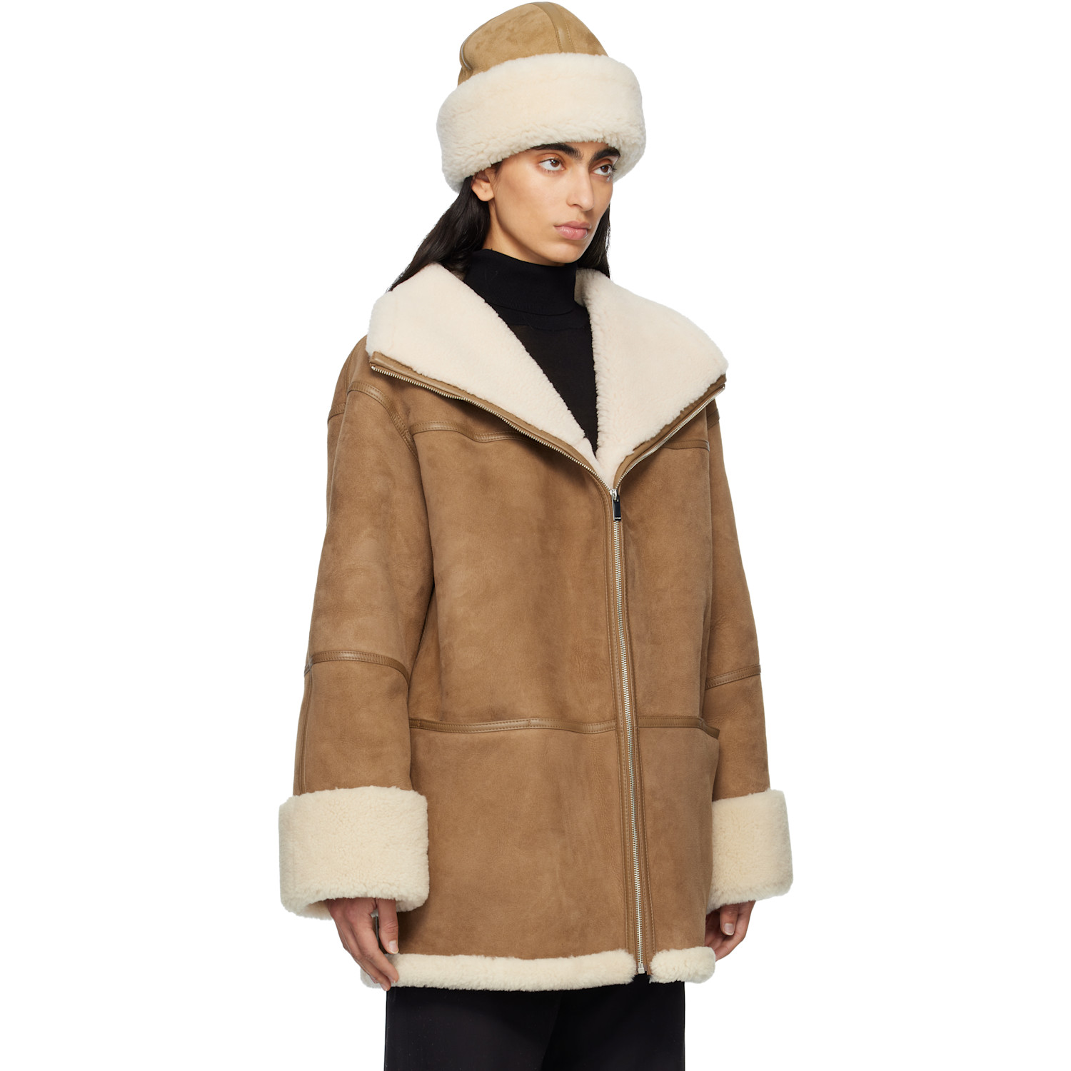  Toteme Brown Signature Shearling Jacket 