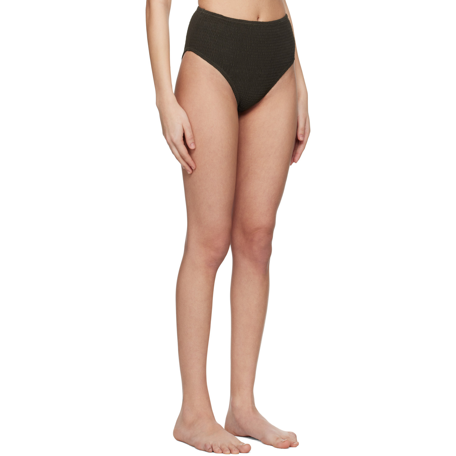  Toteme Khaki Smocked Bikini Bottom 