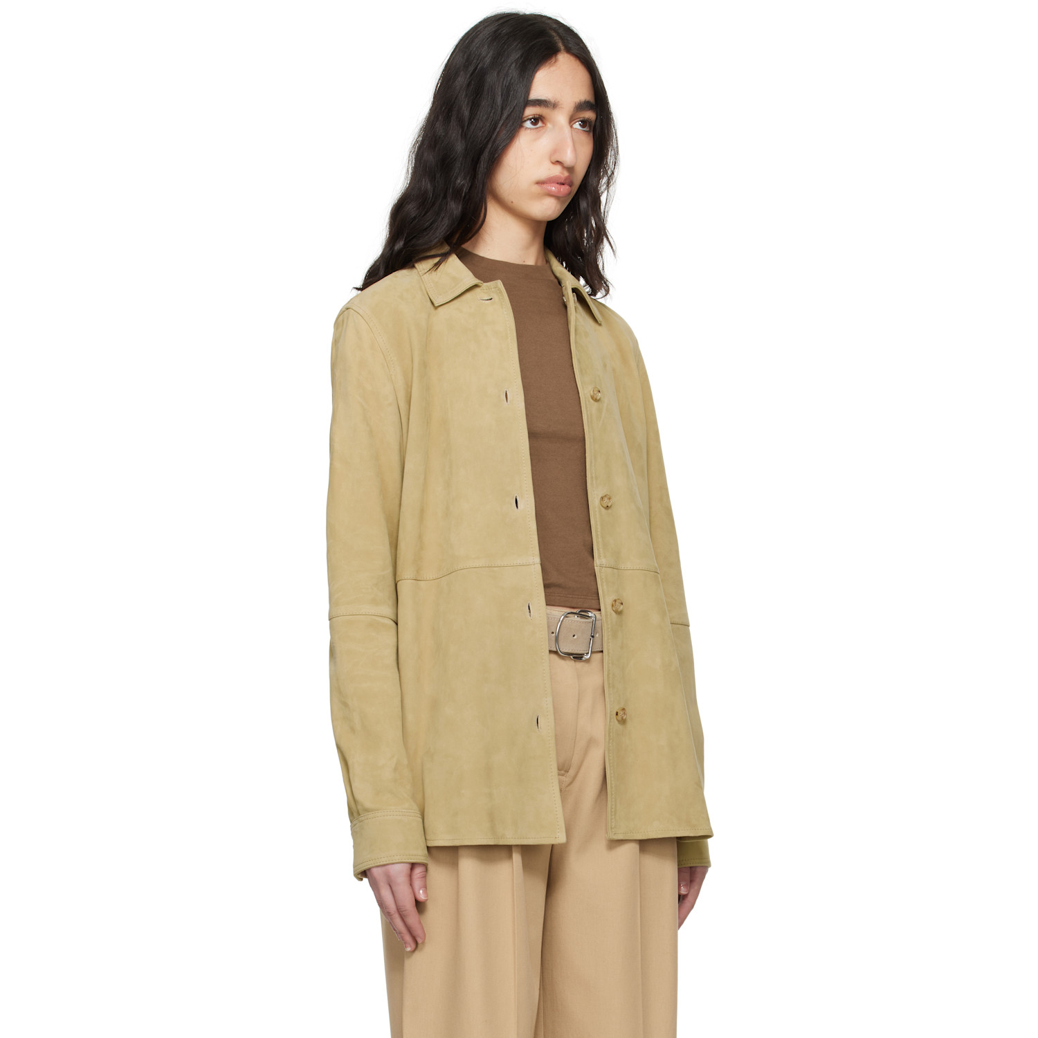  Toteme Beige Soft Suede Overshirt 