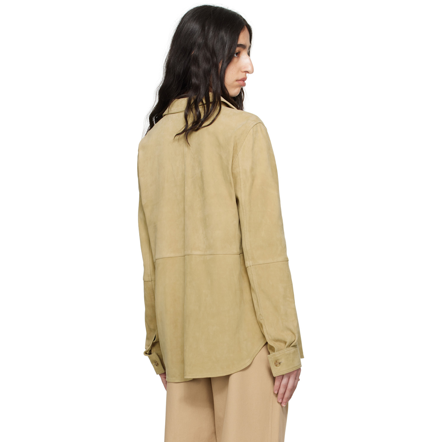  Toteme Beige Soft Suede Overshirt 