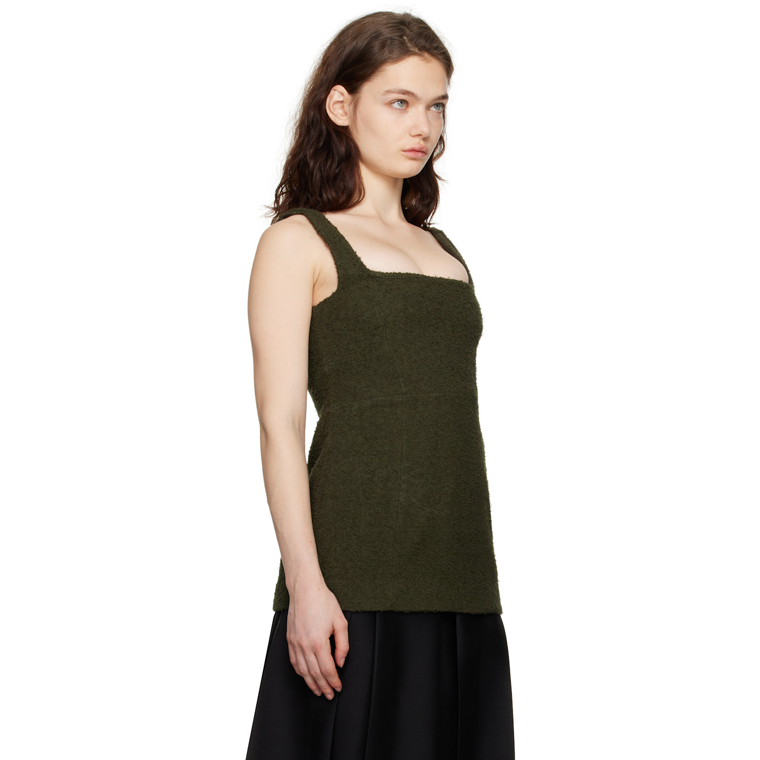  Toteme Green Square Neck Bouclé Top 
