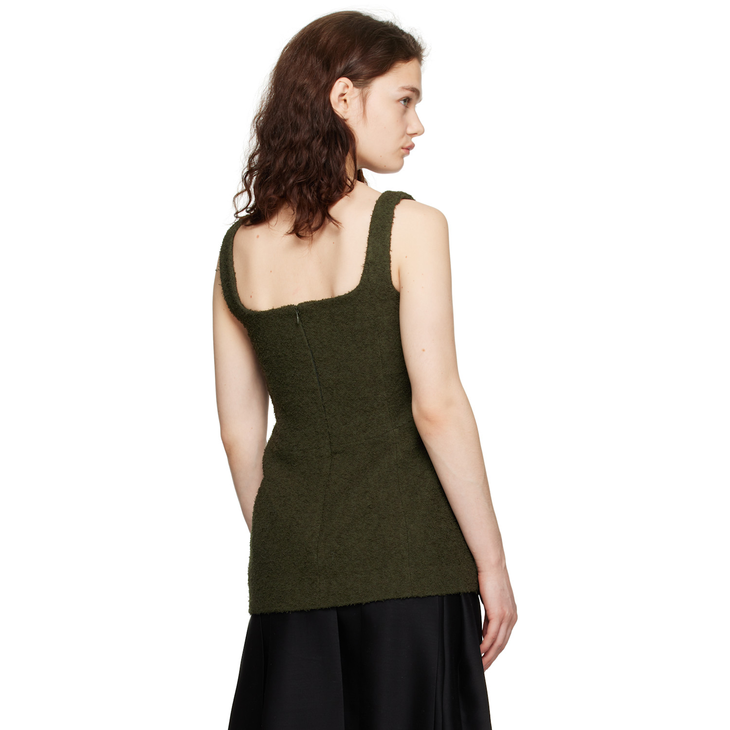  Toteme Green Square Neck Bouclé Top 