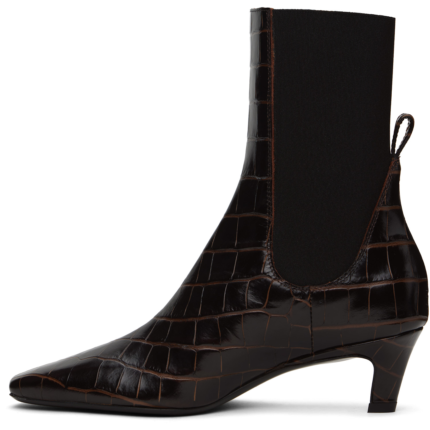  Toteme Brown Croco-embossed Mid-heel Boots 