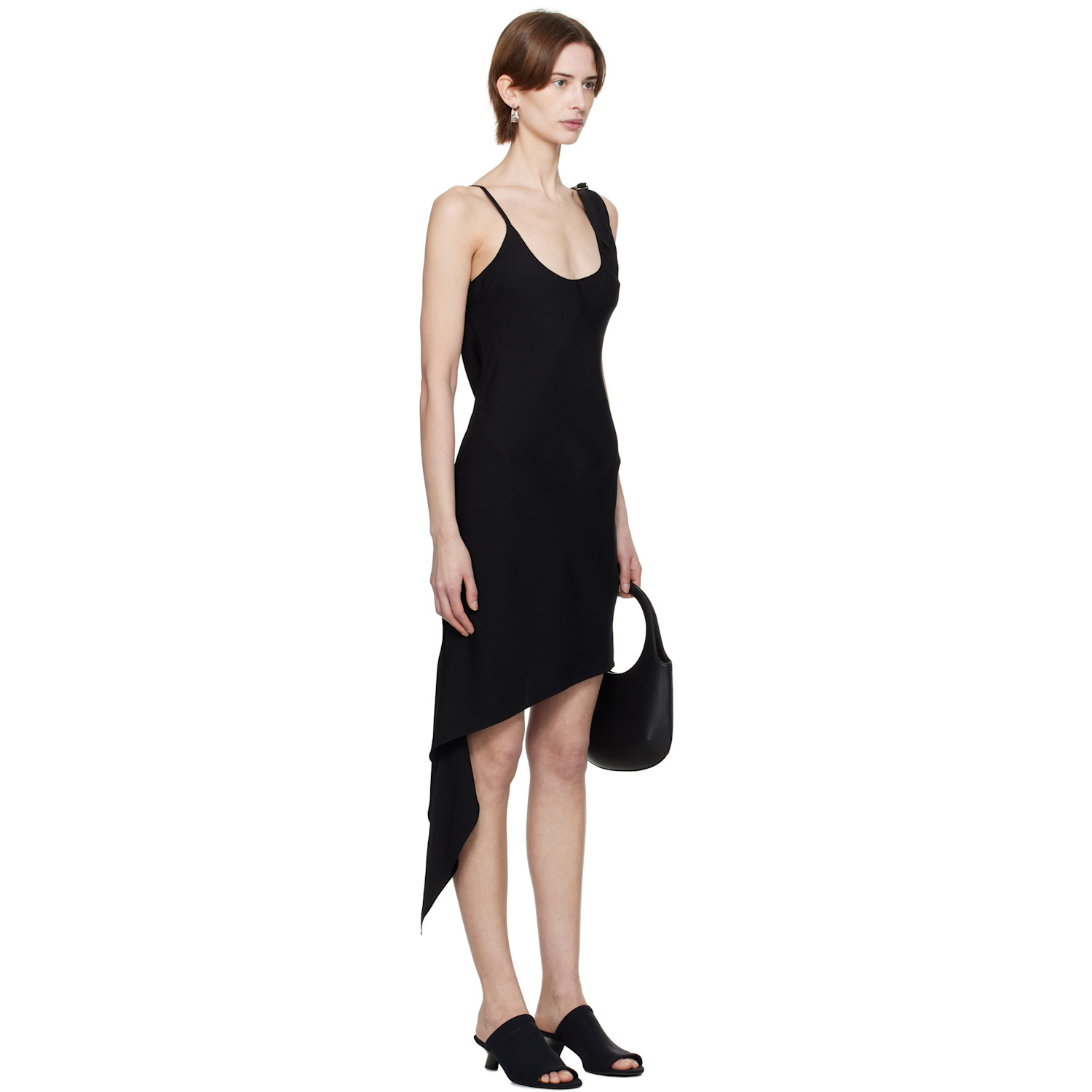  Courrèges Black Scarf Midi Dress 
