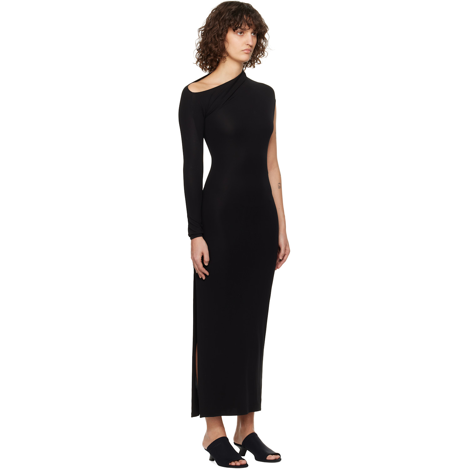  Courrèges Black Asymmetric Maxi Dress 